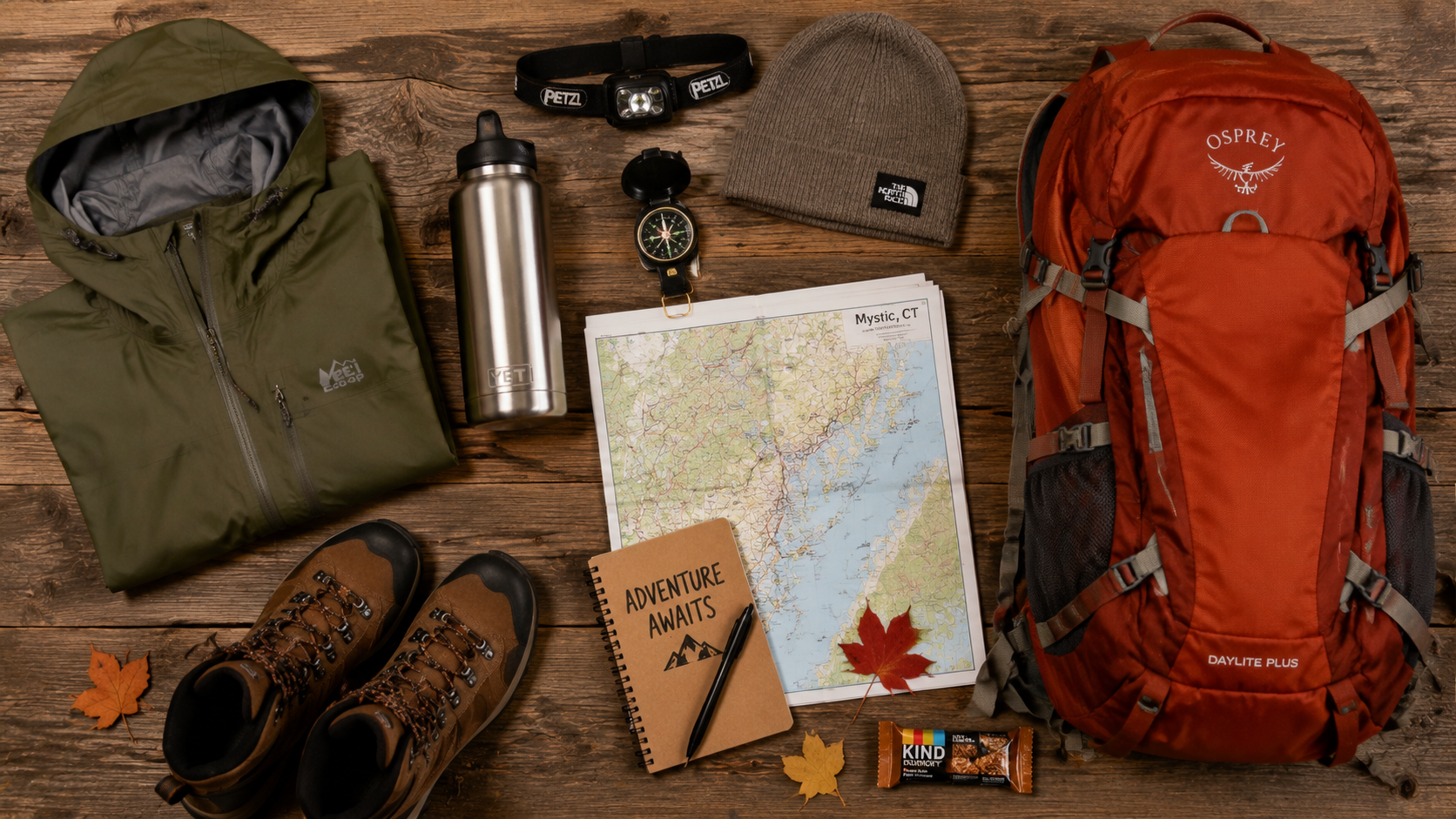 hiking essentials for fall hiking Mystic CT gear checklist