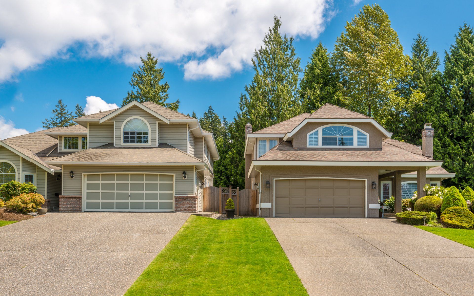 Houses in suburb at Spring in the north America