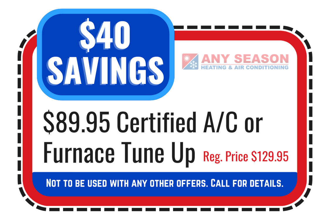 Coupon for $40 savings on certified A/C or furnace tune-up, normally $129.95.