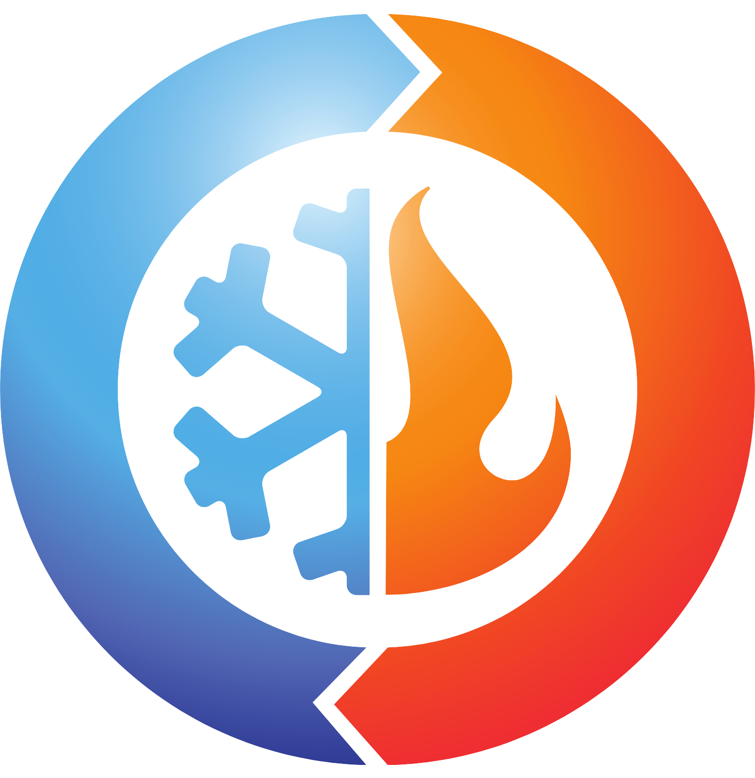 HVAC symbol: snowflake and flame inside a circular arrow, representing heating and cooling.