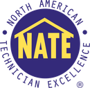 NATE logo: Yellow letters 