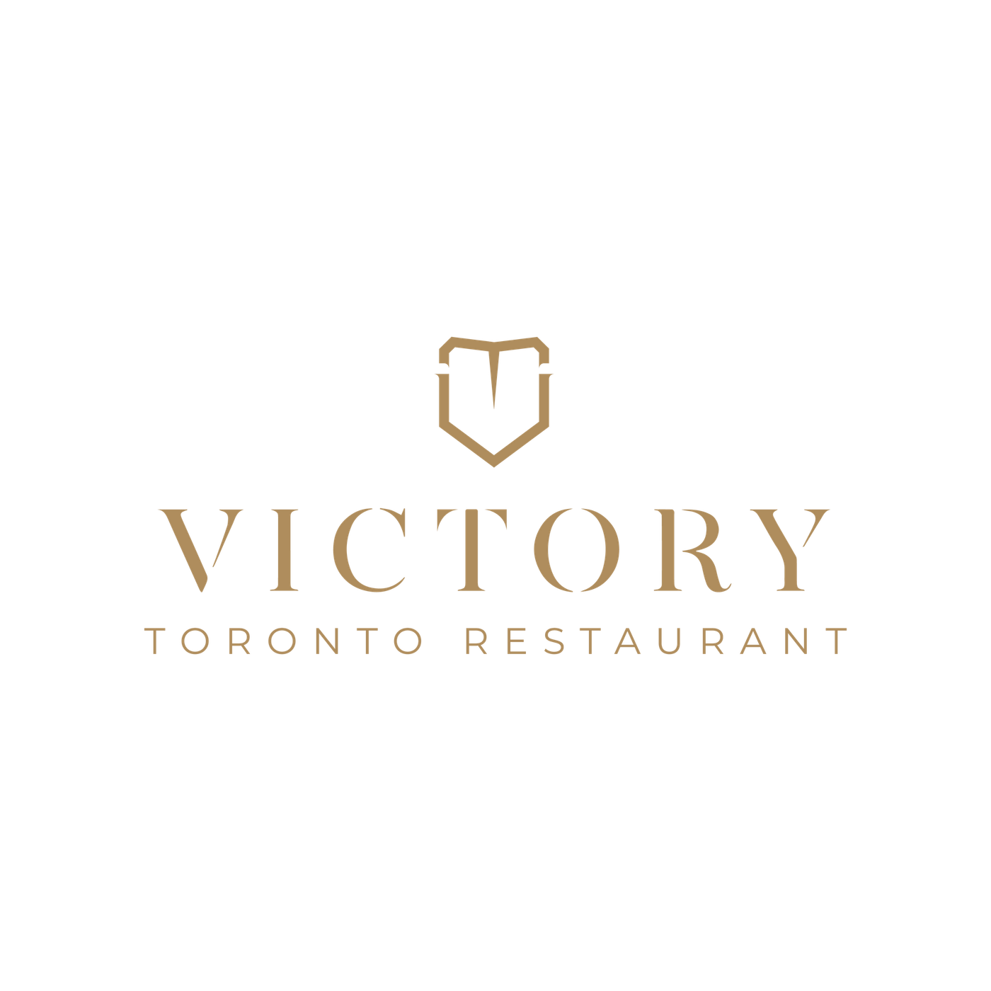 Victory Toronto Restaurant logo in gold on a white background