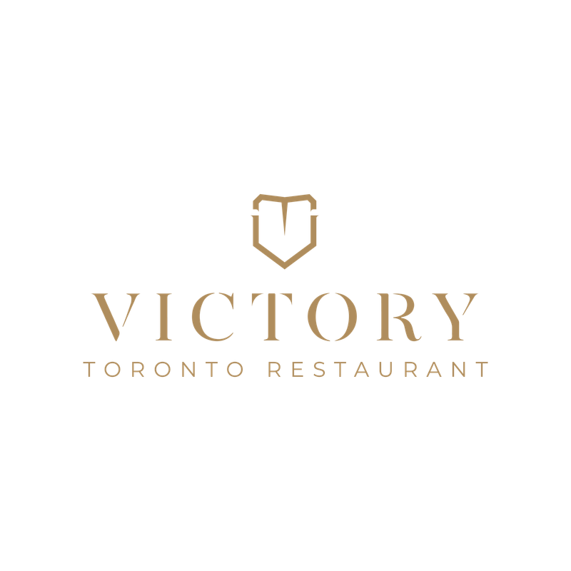 Victory Toronto Restaurant logo in gold on a white background