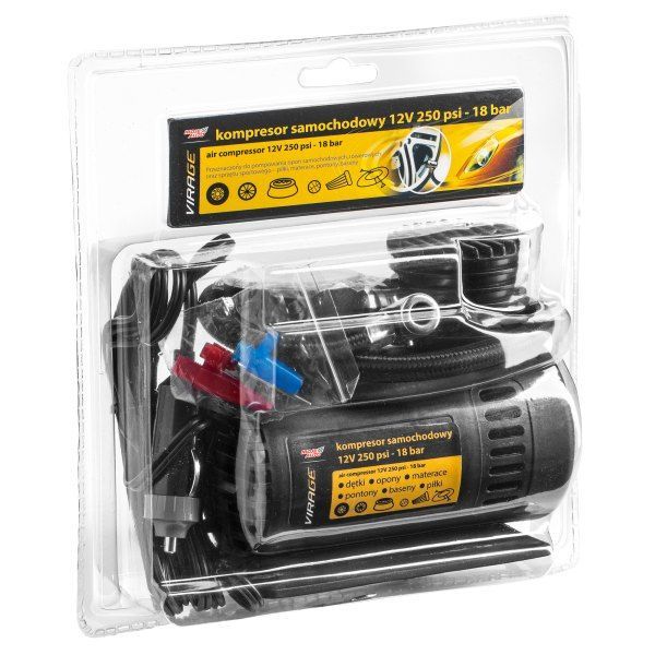 VIRAGE 12V Luchtcompressor – Draagbare Bandenpomp – 18 Bar / 250 PSI