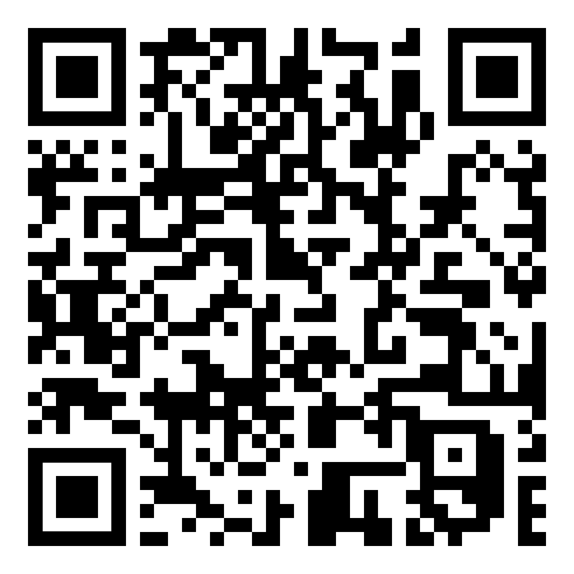 QR code with black and white blocks.