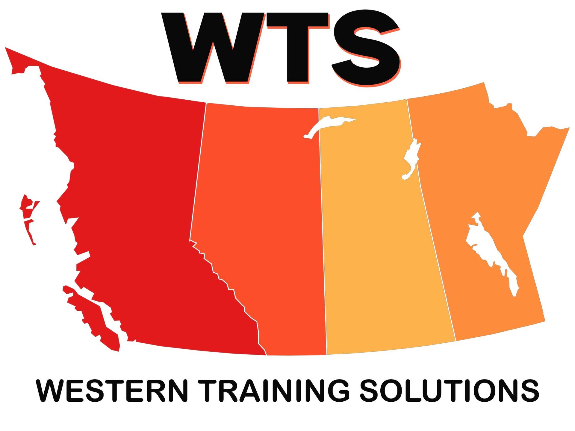 A logo for western training solutions with a map of canada