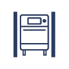 Un icono azul y blanco de un lavavajillas.