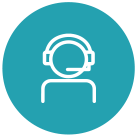 An icon of a person wearing headphones in a blue circle.