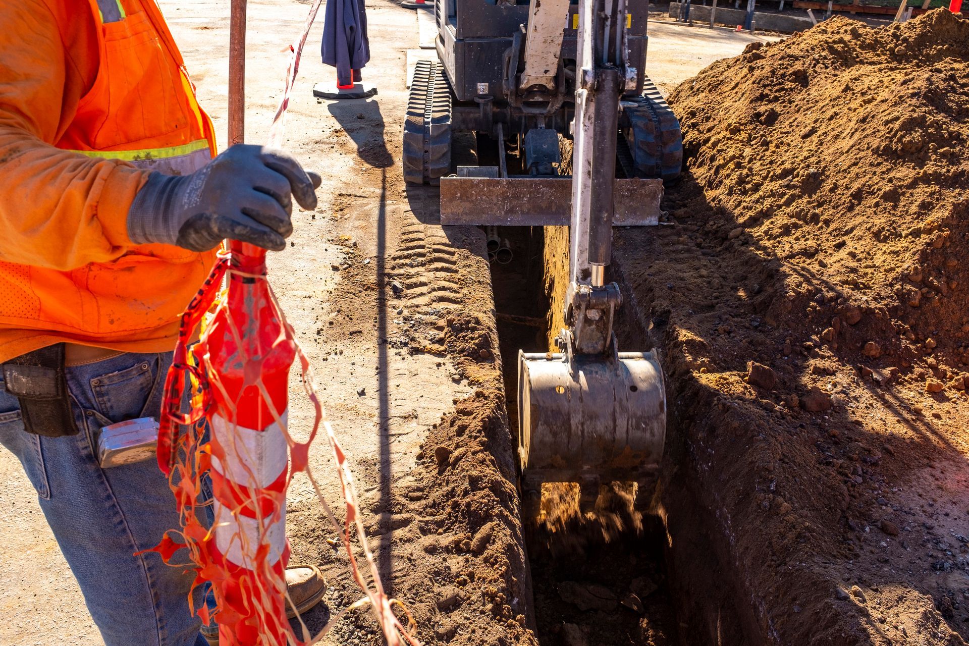 Trenching Machine Digging in Street | Benalla, Vic | Darrel's Diggers