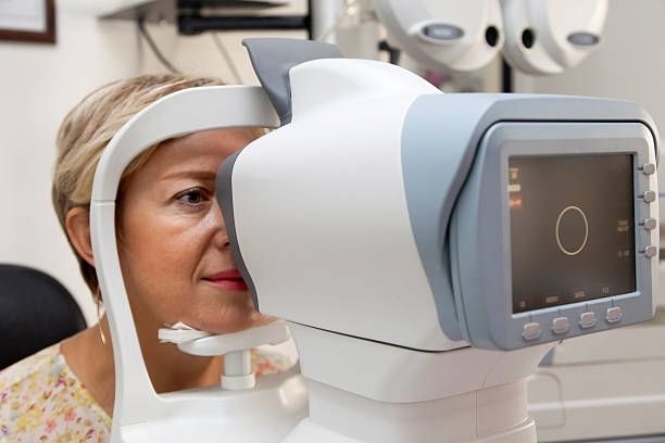 A Person Sitting at an Optometry Office, Resting Their Chin — Peninsula Eyecare Izzards Optometrists in Woy Woy, NSW
