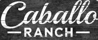 Caballo Ranch sign in white script on dark wood background.