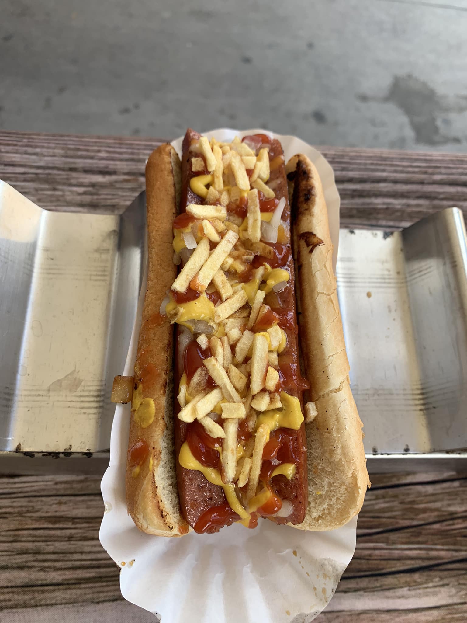 Hotdog Filled With Cheese, Ketchup, And Mustard — Orlando, FL — The Hot Dog Guy Catering