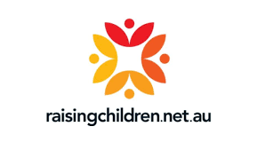Raising Children Network logo: colorful flower-like design with text “raisingchildren.net.au”.