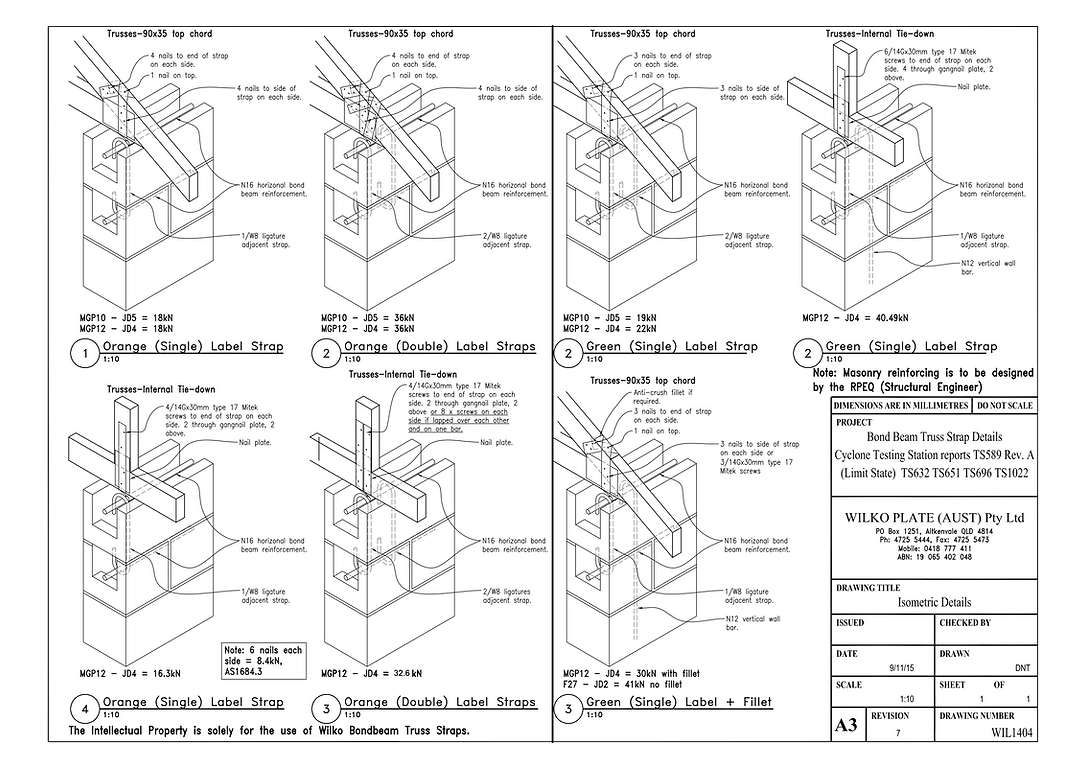 Bond Beam Truss Strap Details — Wilko Plate (Aust) Pty Ltd in Annandale, QLD