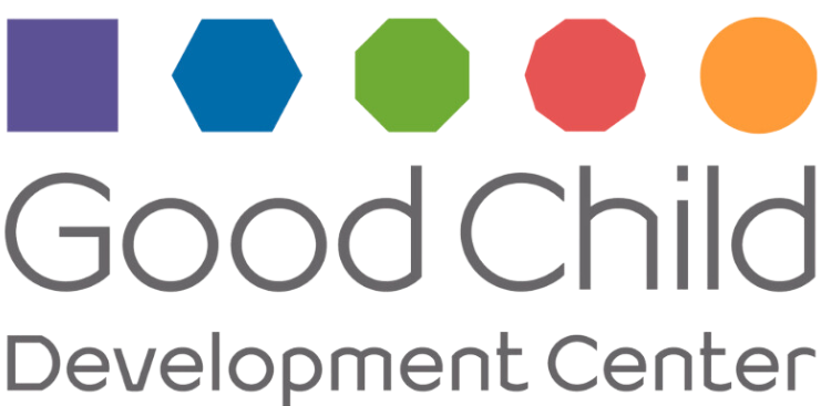 Good Child Development Center logo with colored hexagons above gray text