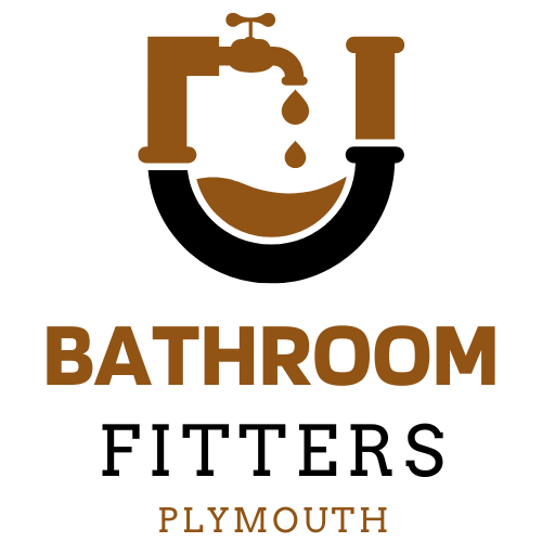 Brown and black Bathroom Fitters Plymouth logo with faucet and sink icon