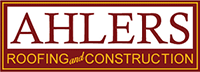 A logo for a company called ahlers roofing and construction