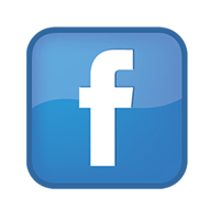 A blue facebook icon on a white background