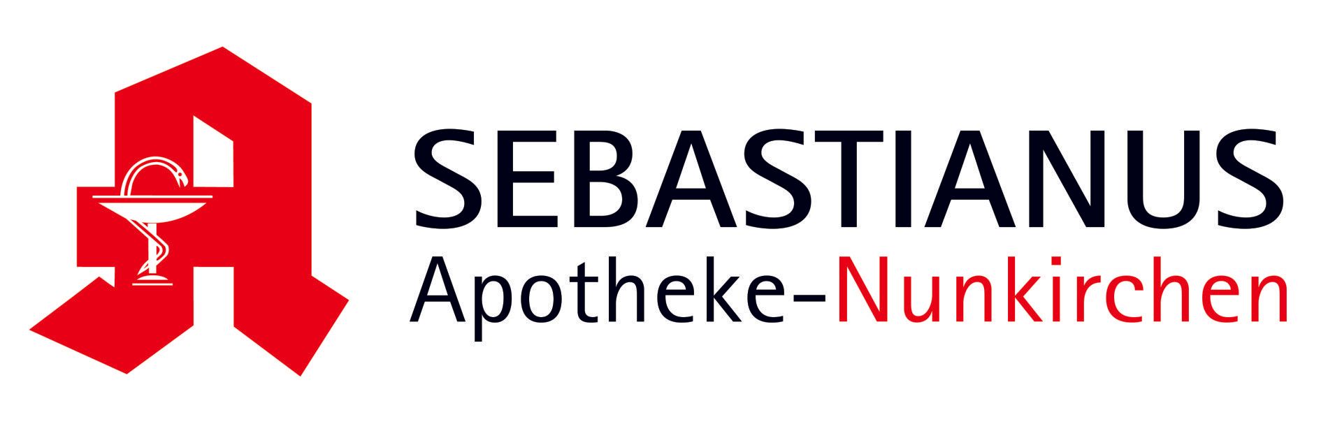 Ein rot-schwarzes Logo für die Sebastianus Apotheke Nunkirchen