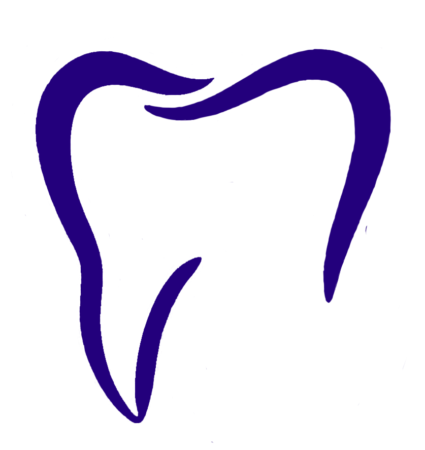 Blue outline of a tooth, a symbol for dentistry.