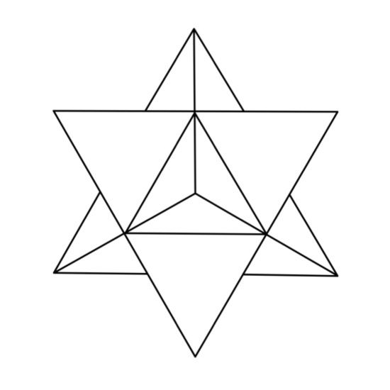 The Merkaba is a complex symbol comprising two tetrahedrons intersecting to form a three-dimensional star. Often depicted as rotating in opposite directions, this symbol represents the light, spirit, and body; the Merkaba is said to be a divine light vehicle. It is believed to represent deep spiritual enlightenment and the connection with higher realms of consciousness.
In various esoteric traditions, the Merkaba symbolises spiritual transformation, a chariot for the soul's journey across different dimensions.