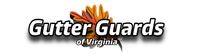 A logo for gutter guards of virginia with a flower in the background