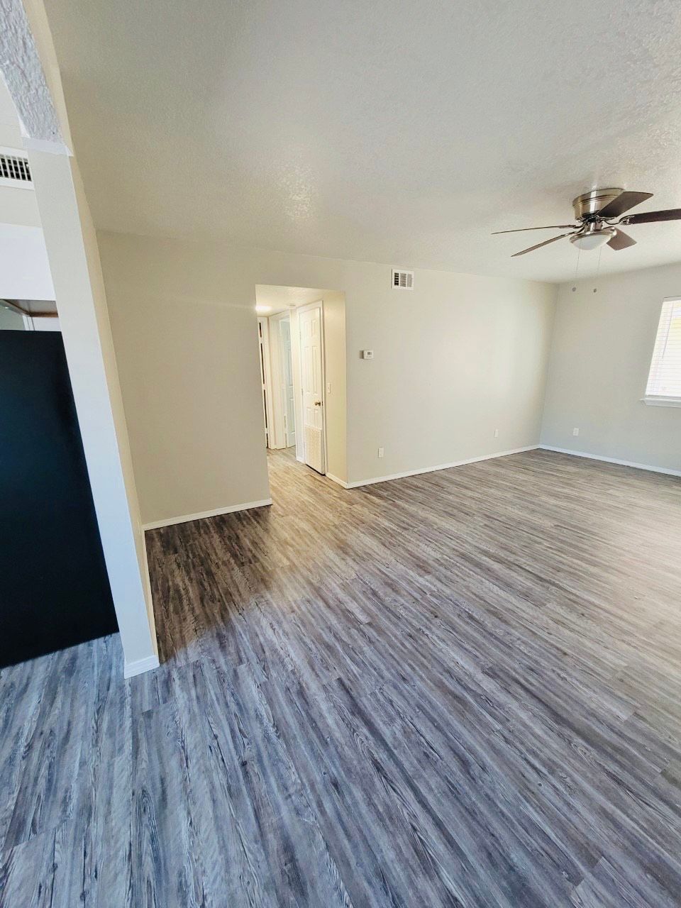 Apartment interior living room and kitchen area