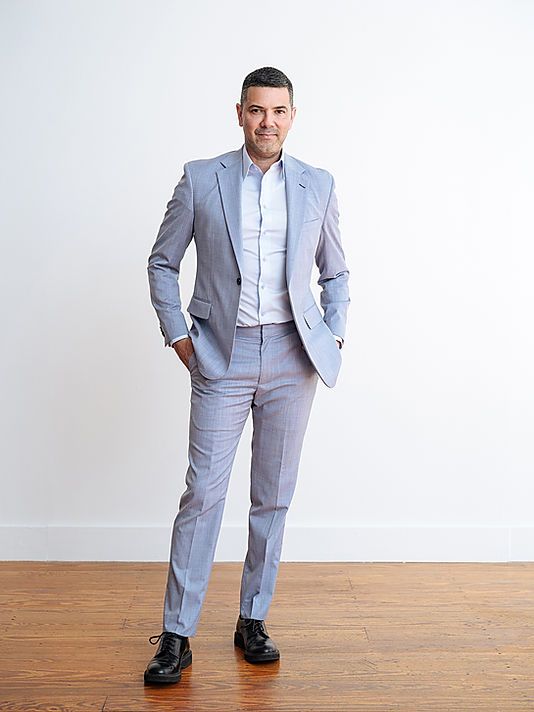 Custom light blue suit styled in Raleigh, North Carolina