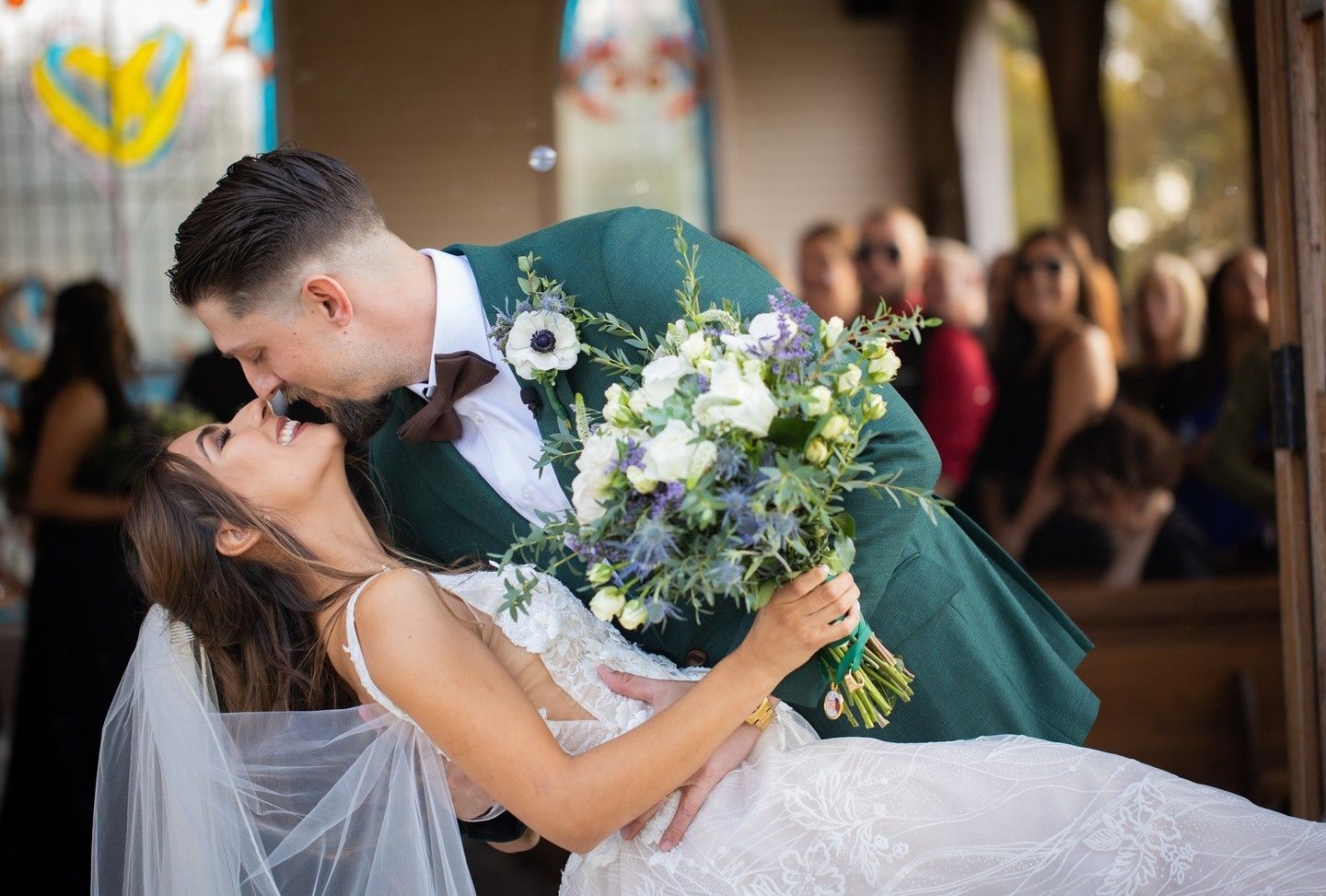green suit wedding