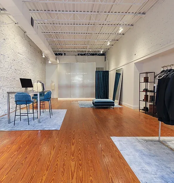 Limatus Bespoke Raleigh showroom with suit displays