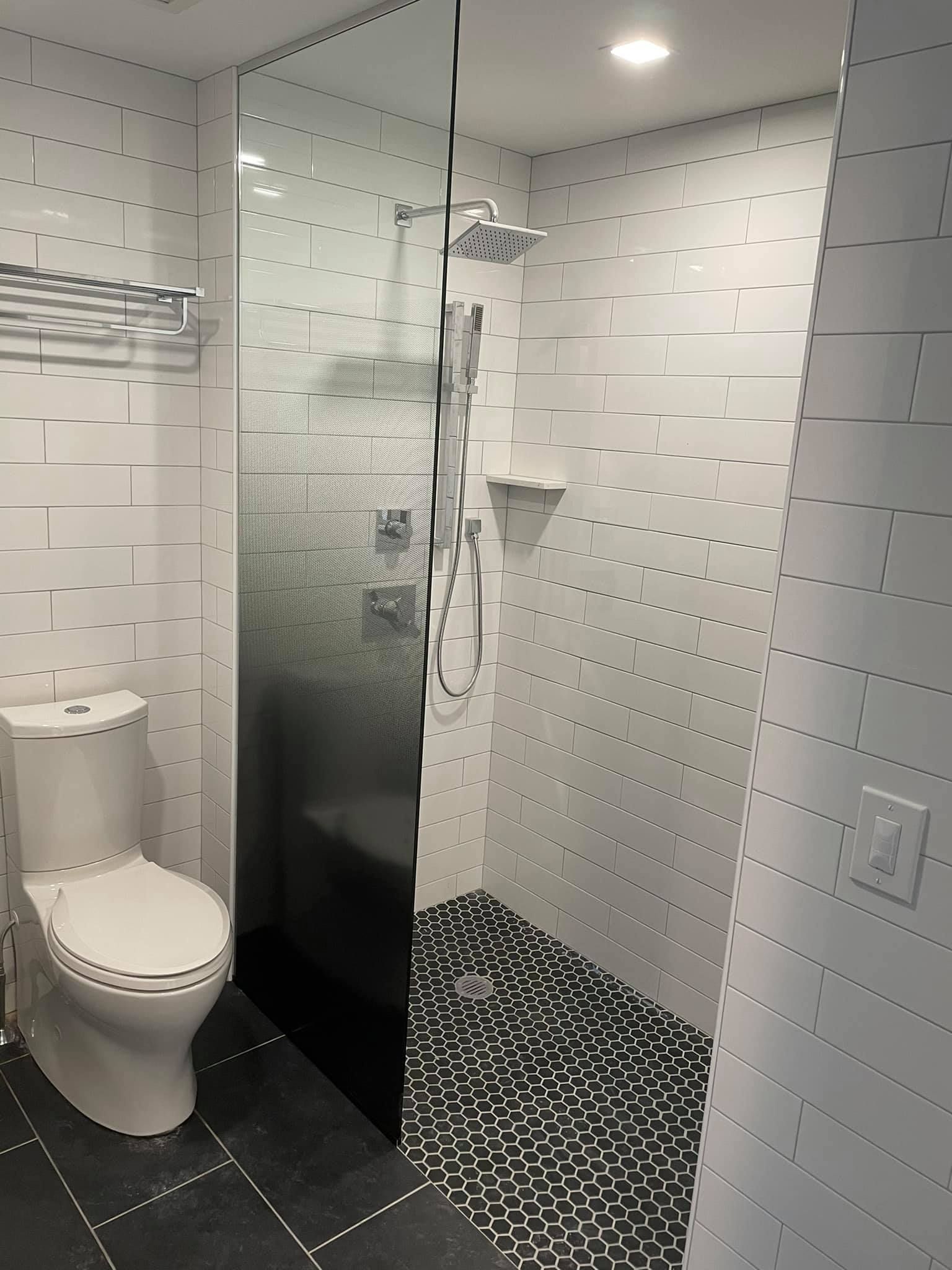 Bathroom with Toilet and Shower — Horsham, PA — Affordable Custom Enclosures, Inc.