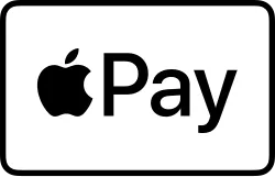 Apple Pay logo in black on a white rounded rectangle with a black border