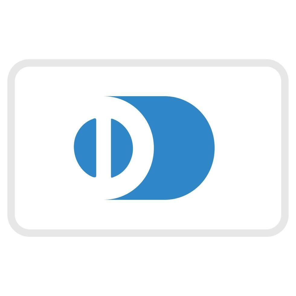 Blue stylized letter D logo on a white rounded-square background