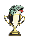 Black trophy silhouette icon with handles on a white background
