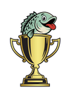 Black trophy silhouette icon with handles on a white background