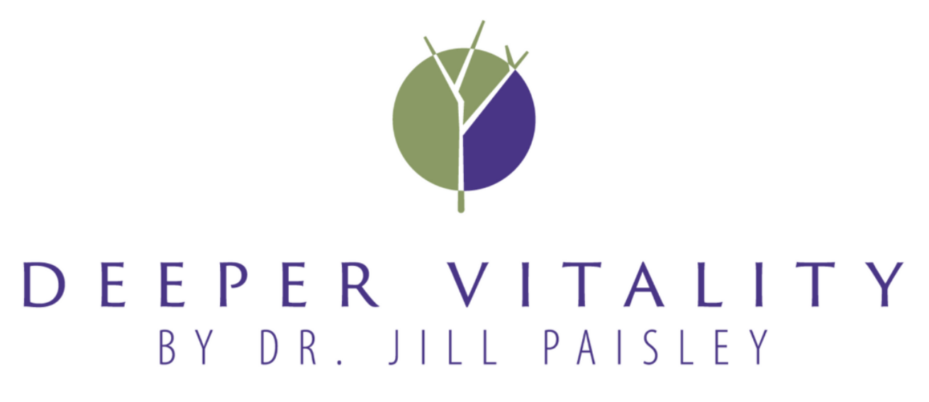 A logo for deeper vitality by dr. jill paisley