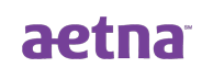 The aetna logo is purple and white on a white background.