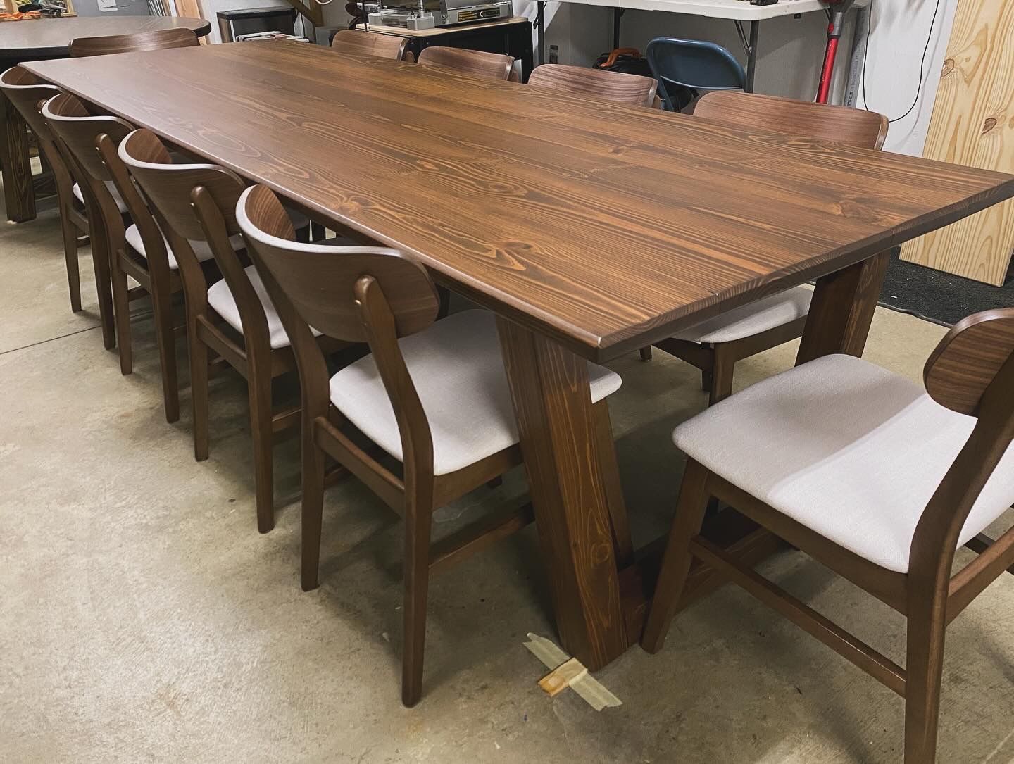 9.5ft Modern Dining Table and 10 Modern Chairs