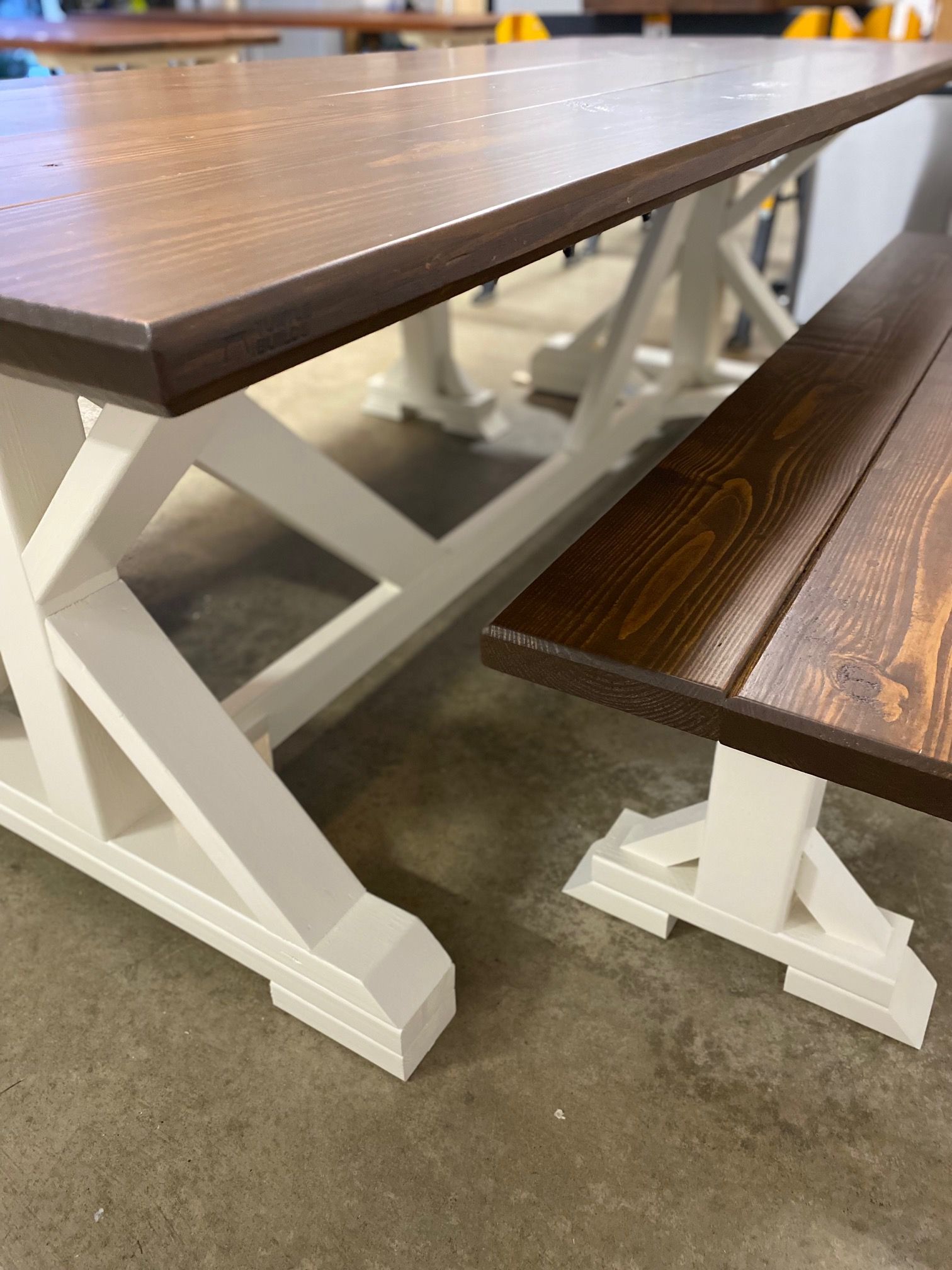 7ft Farmhouse Table with Two Benches
