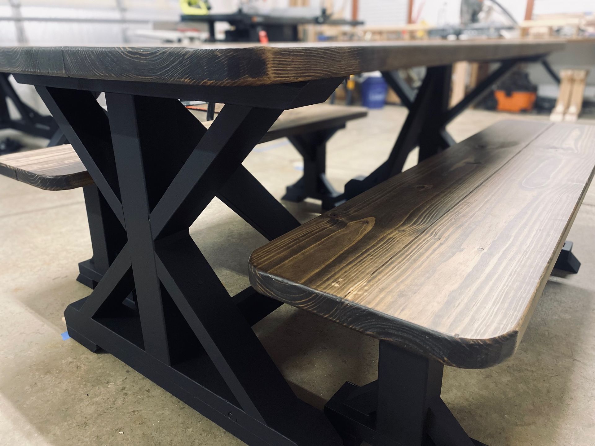 6.5ft Farmhouse Dining Table and 2 Benches