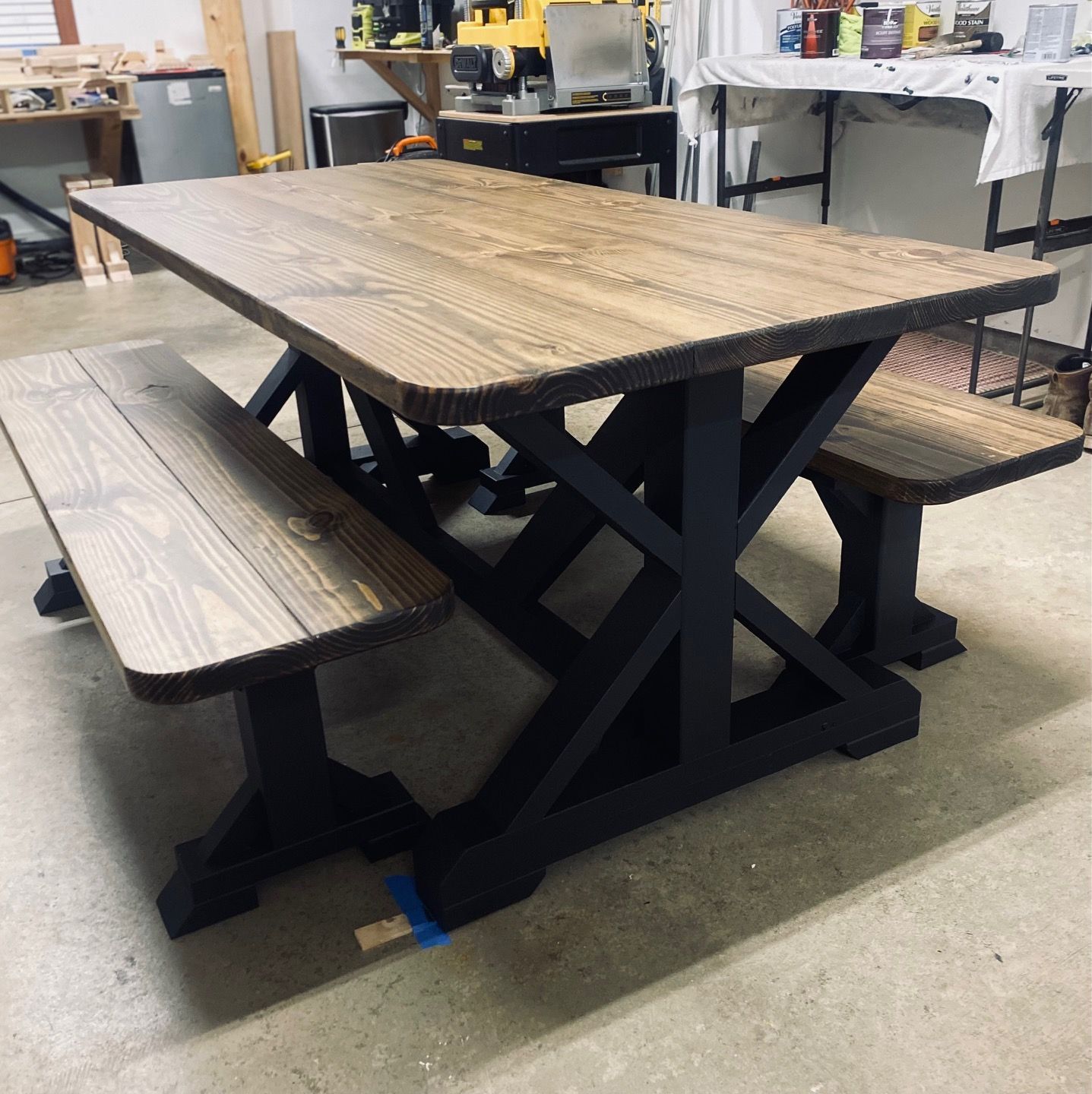6.5ft Farmhouse Dining Table and 2 Benches