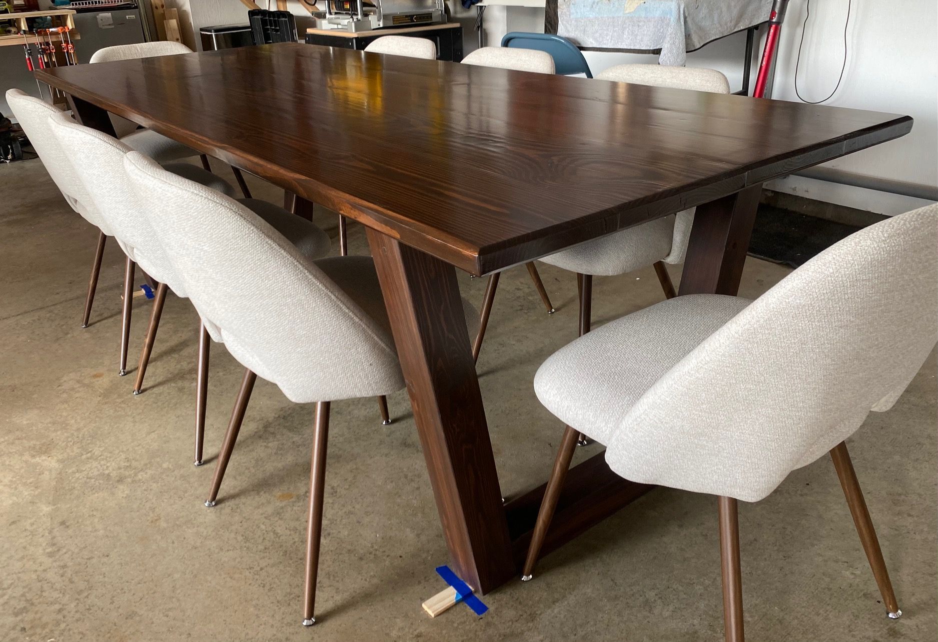 7.5ft Modern Dining Tables with 8 Upholstered Chairs