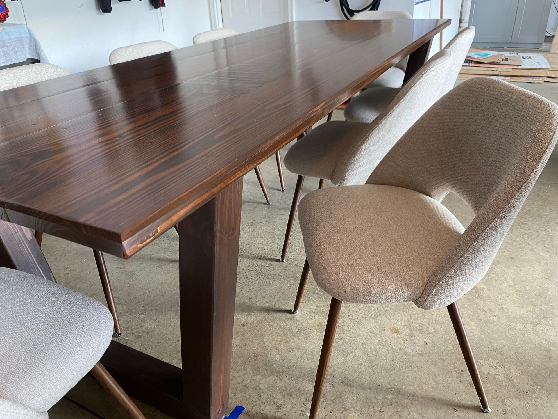 7.5ft Modern Dining Tables with 8 Upholstered Chairs