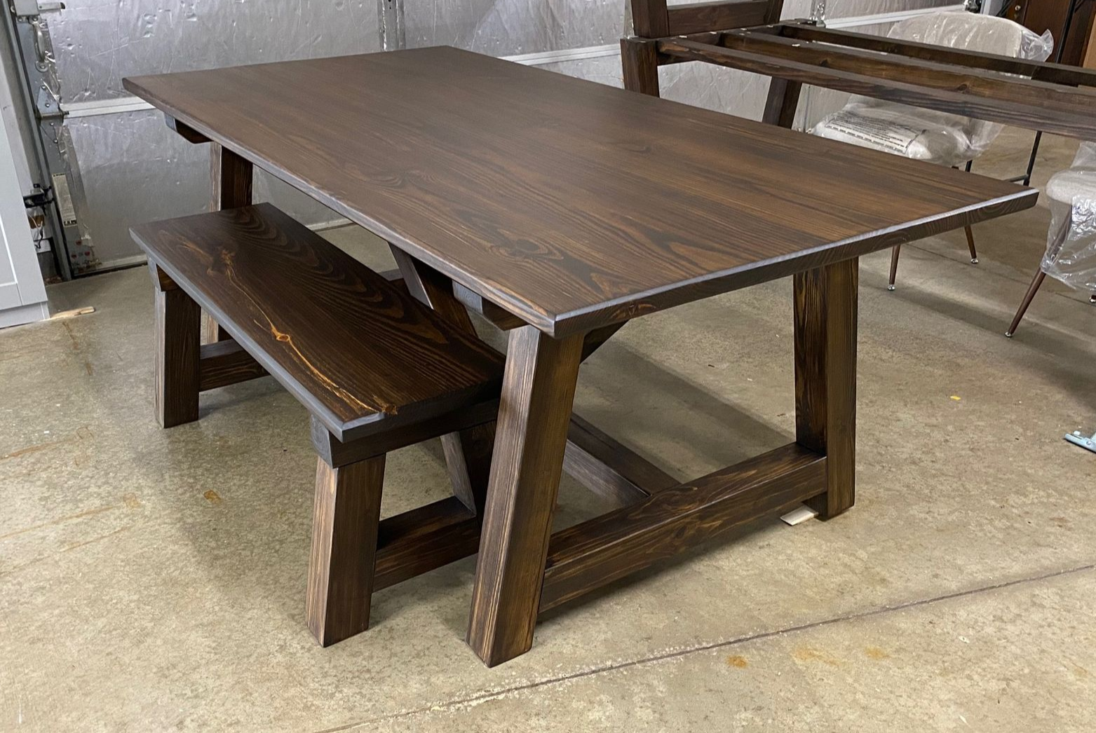 6.5ft Trestle Dining Table with Bench