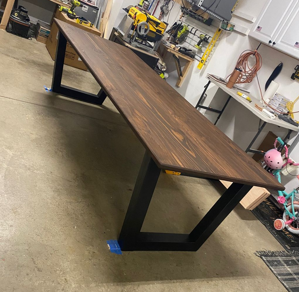 9.5ft Modern Dining Table - Two Toned