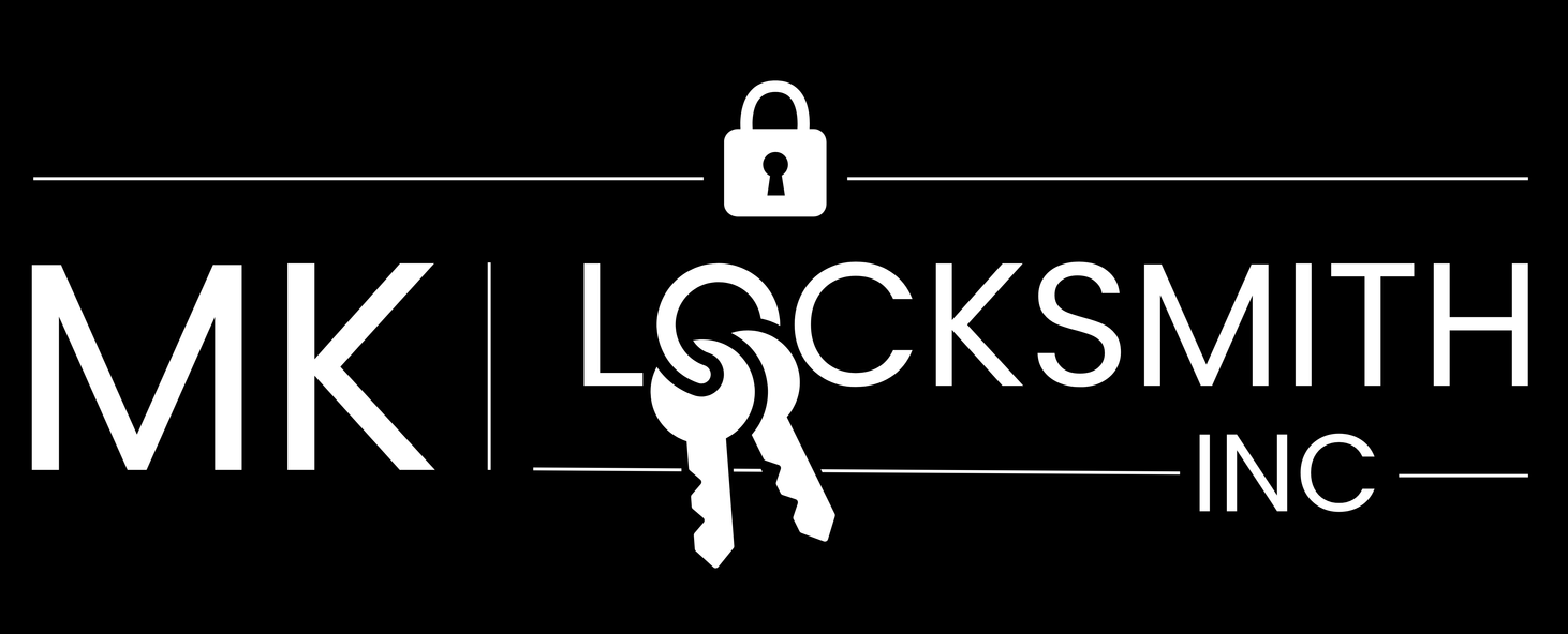 MK Locksmith Inc. logo in white on black, with a lock and keys icon.