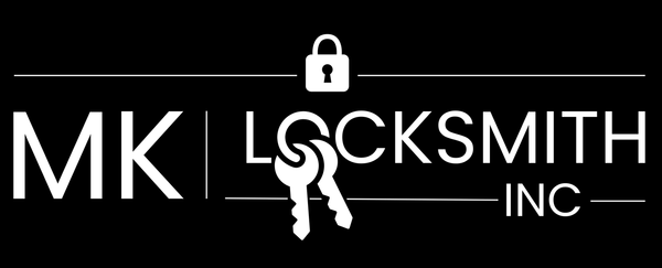 MK Locksmith Inc. logo in white on black, with a lock and keys icon.