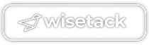 White Wisetack logo and paper-plane icon on a rounded gray button background