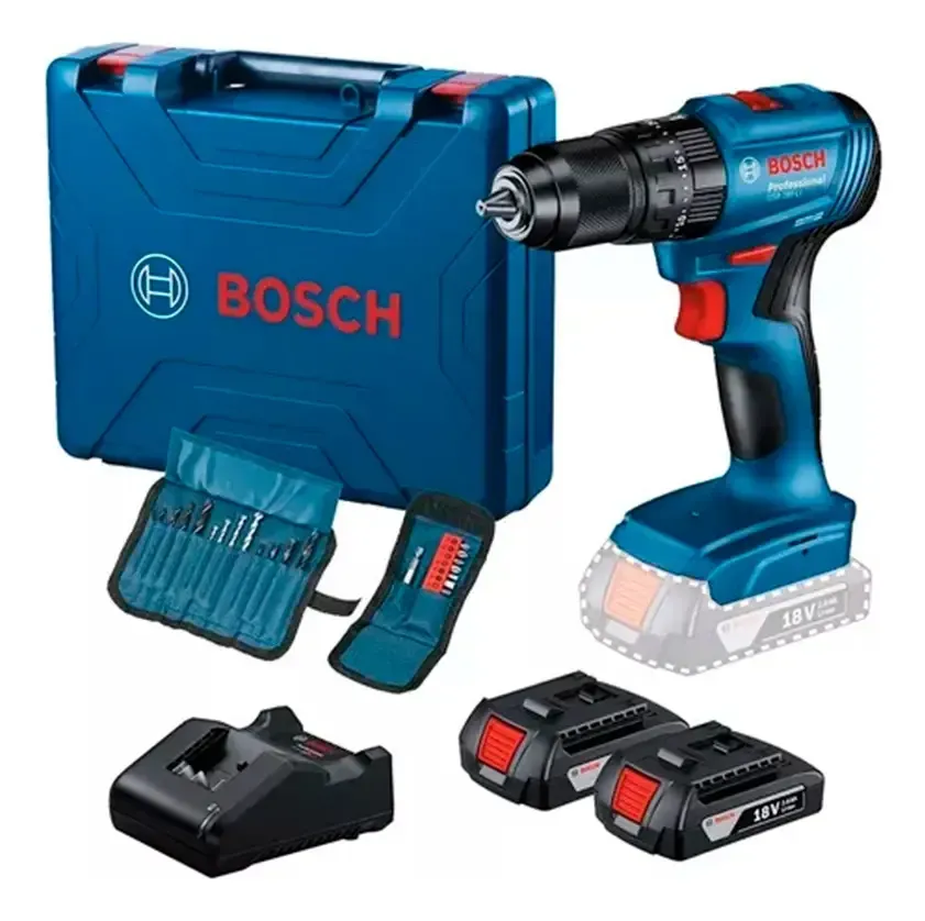 Taladro Percutor Inalambrico Bosch Gsb 185-li 2 Baterias Color Azul