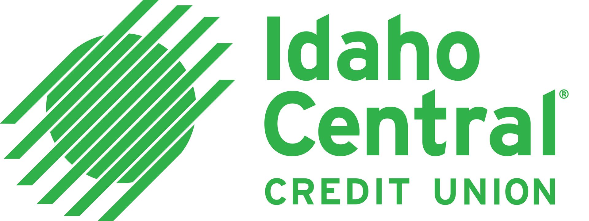 The logo for idaho central credit union is green and white.